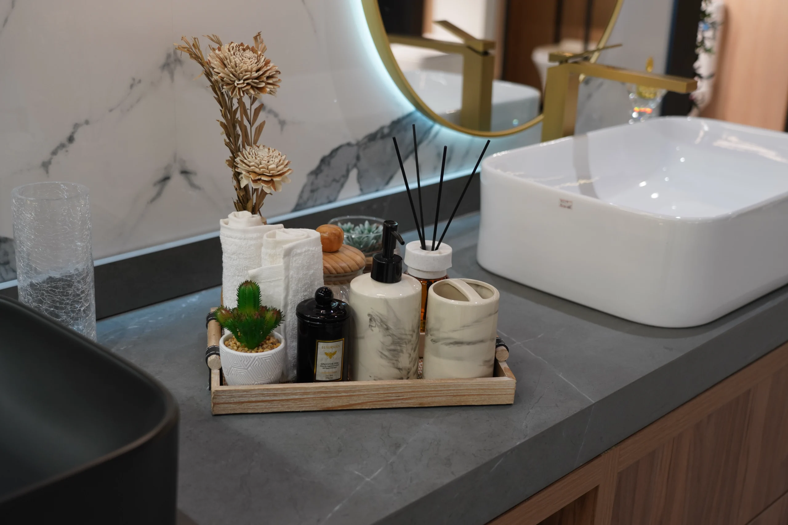 Spa-Inspired Vanity Decor